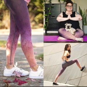 - AR-33 Ombre Athletic High Waist Skinny Gray Purple Pant Leggings